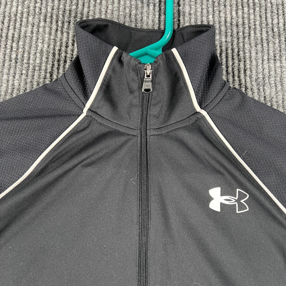Under Armour Shirt Jacket Youth Girls Large Black Long Sleeve 1/4 Zip Mock Neck